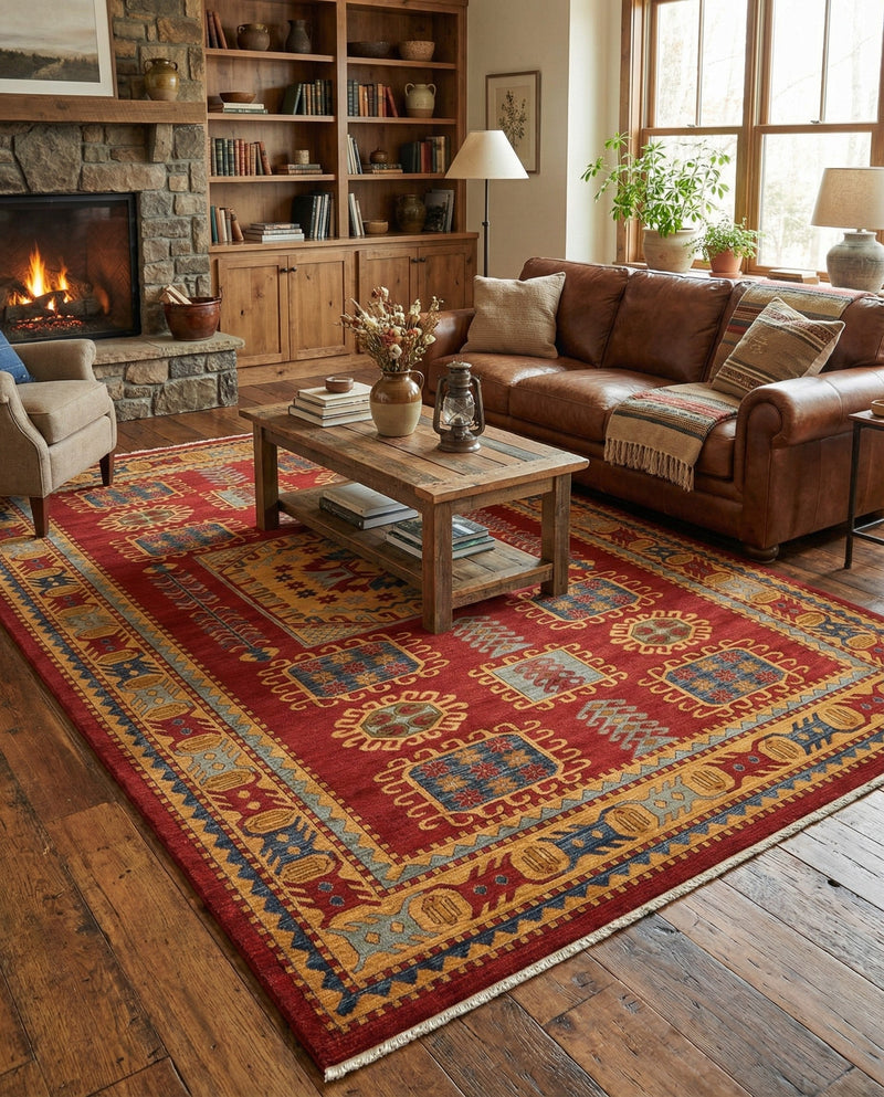 Persian Elegance Collection Area Rug -  Zanjan Rectangle Red  lifestyle 7