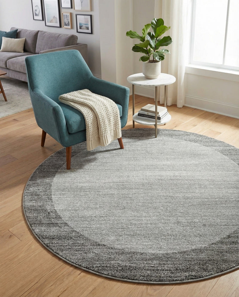 Studio Haven Collection Area Rug -  Conservatory (Light Gray) Round Light Gray  lifestyle 58