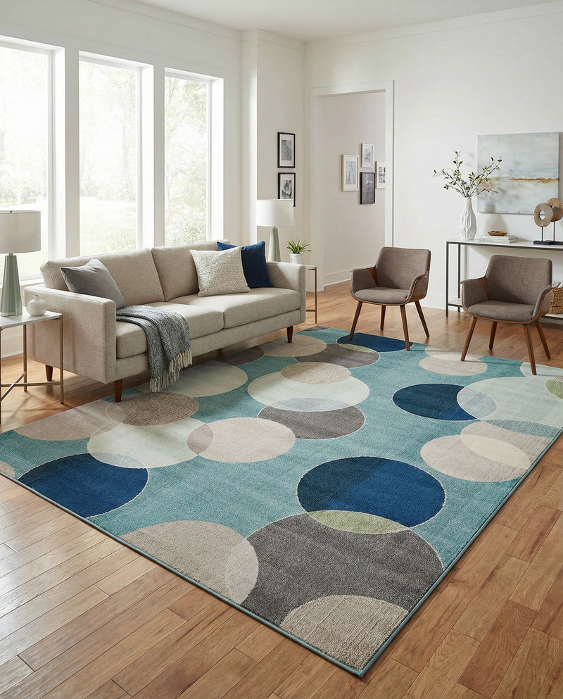 Chromatic Oasis Collection Area Rug -  Zephyr Rectangle Blue  lifestyle 34