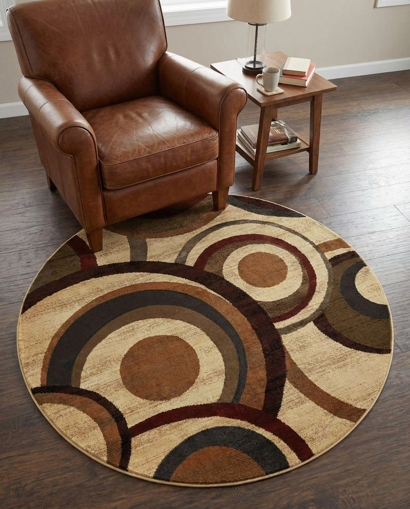 Bistro Lounge Collection Area Rug -  Macchiato Round Beige  lifestyle 30