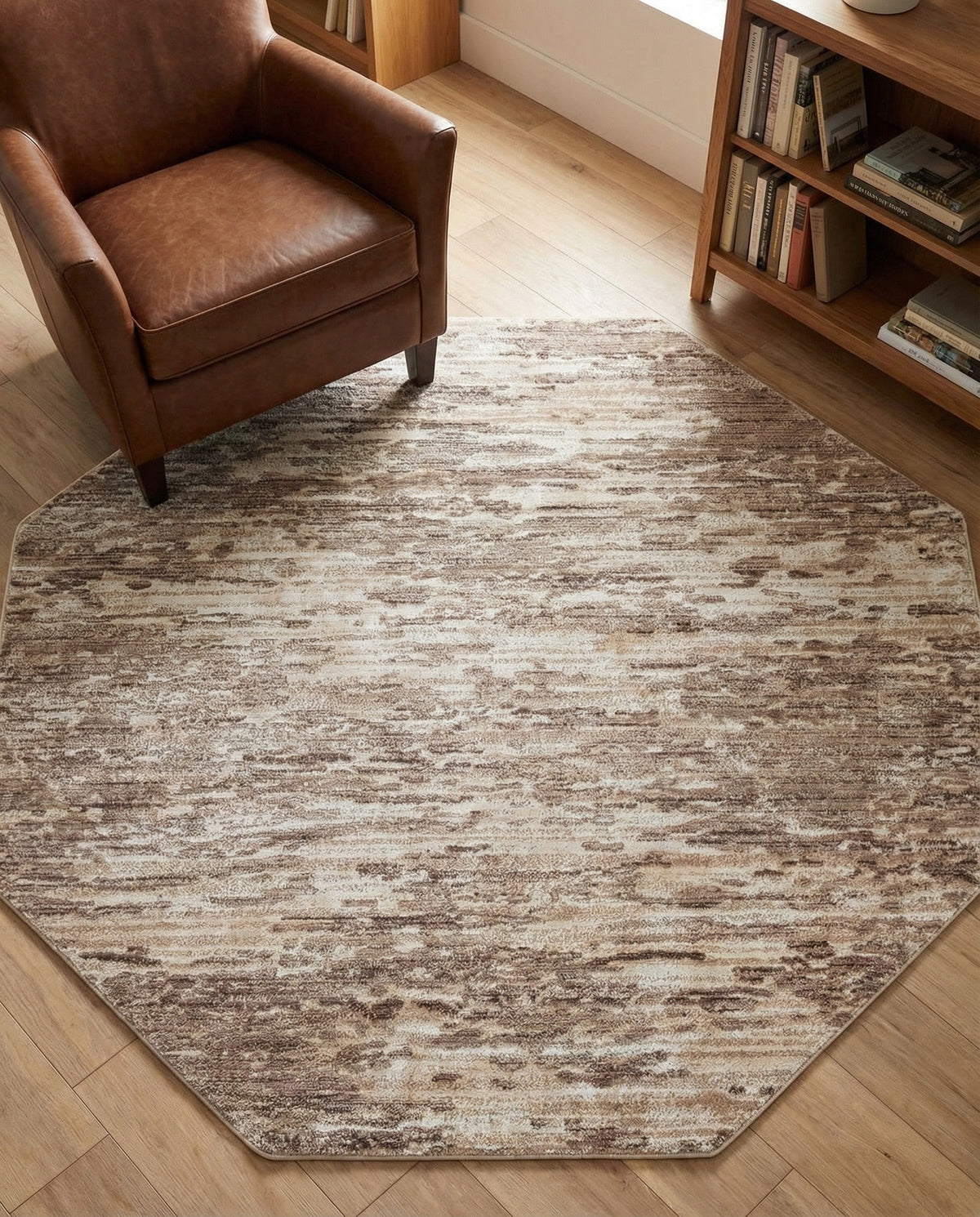 Serenity Sands Collection Area Rug - Dunescape Octagon Brown  lifestyle 115