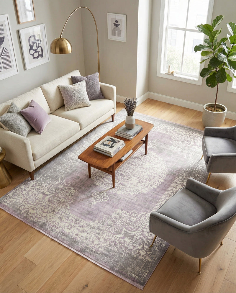 Rustic Charm Revival Collection Area Rug -  Meadowland Rectangle Purple  lifestyle 53