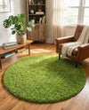 Plush Oasis Collection Area Rug - Serenity (Grass Green) Round Grass Green  lifestyle 81