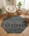 Marrakesh Lattice Collection Area Rug - Casablanca (Charcoal Gray) Octagon Charcoal Gray  lifestyle 72
