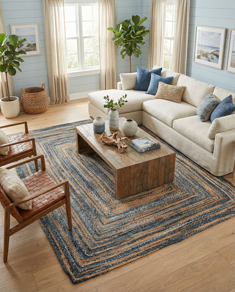 Woven Udaipur Collection Area Rug - Sahara Rectangle Blue and Natural  lifestyle 15