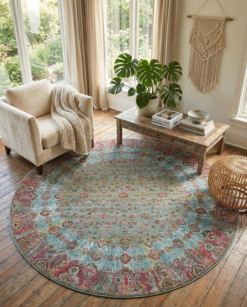 Caribbean Breeze Collection Area Rug -  Juniper Round Blue  lifestyle 52