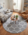Trellis Mosaic Collection Area Rug -  Pergolatown (Light Gray) Round Light Gray  lifestyle 95