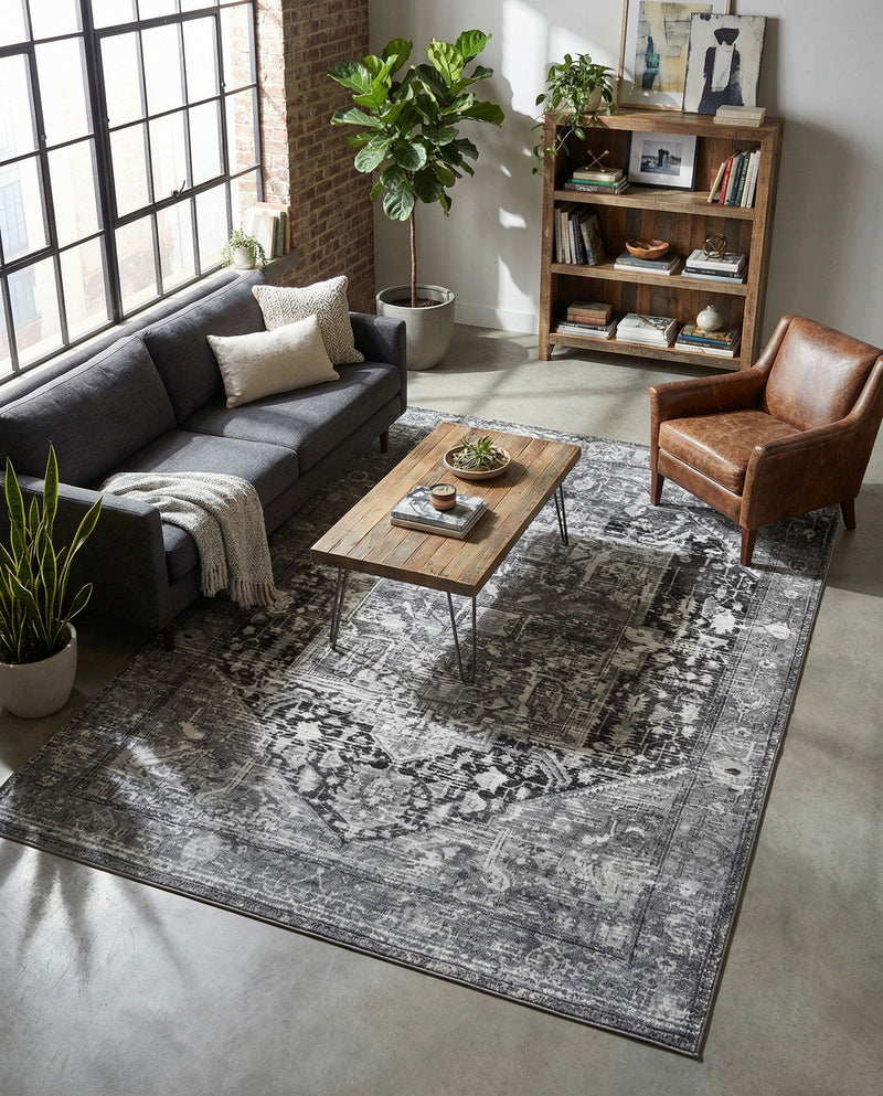 Casablanca Tapestry Collection Area Rug - Fes Rectangle Steel gray  lifestyle 28