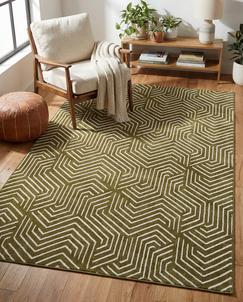 Aravalli Collection Area Rug - Udaipur Rectangle Olive Green  lifestyle 21