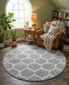 Trellis Mosaic Collection Area Rug -  Pergolatown (Light Gray) Round Light Gray  lifestyle 88