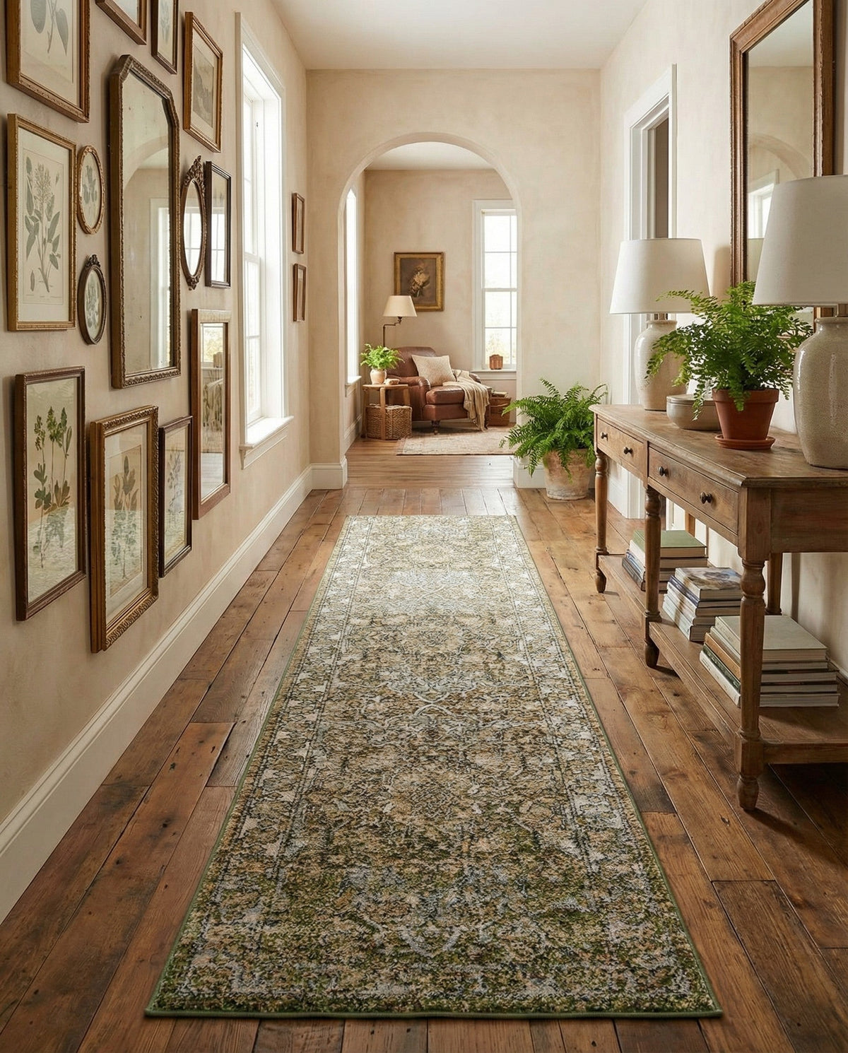 Savannah Soiree Collection Area Rug -  Everglade (Green) Runner Green  lifestyle 97