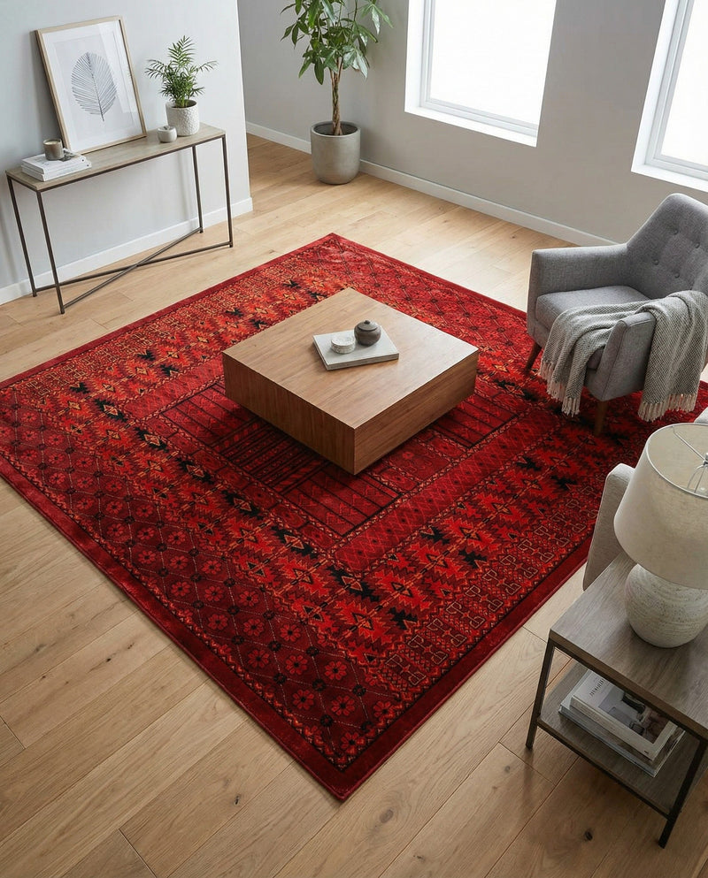 Samarkand Elegance Collection Area Rug -  Ark Square Red  lifestyle 60