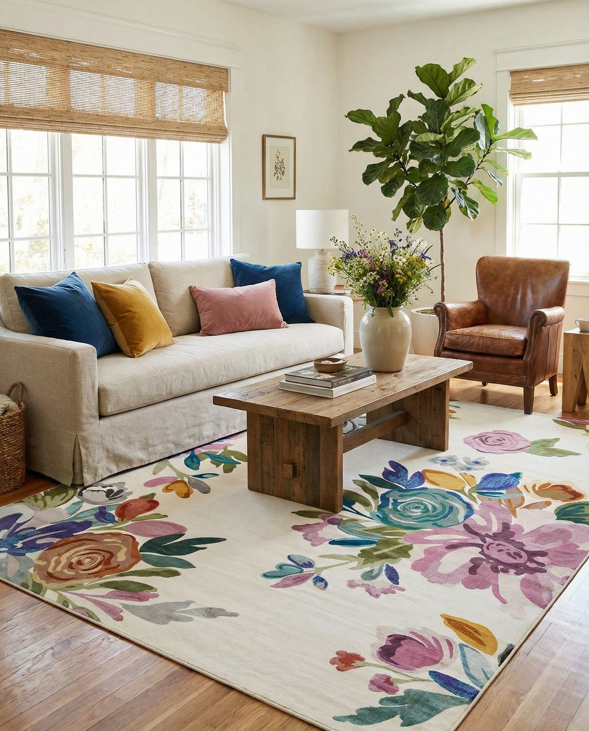 Meadow Breeze Collection Area Rug - Wildflower Rectangle Ivory  lifestyle 18