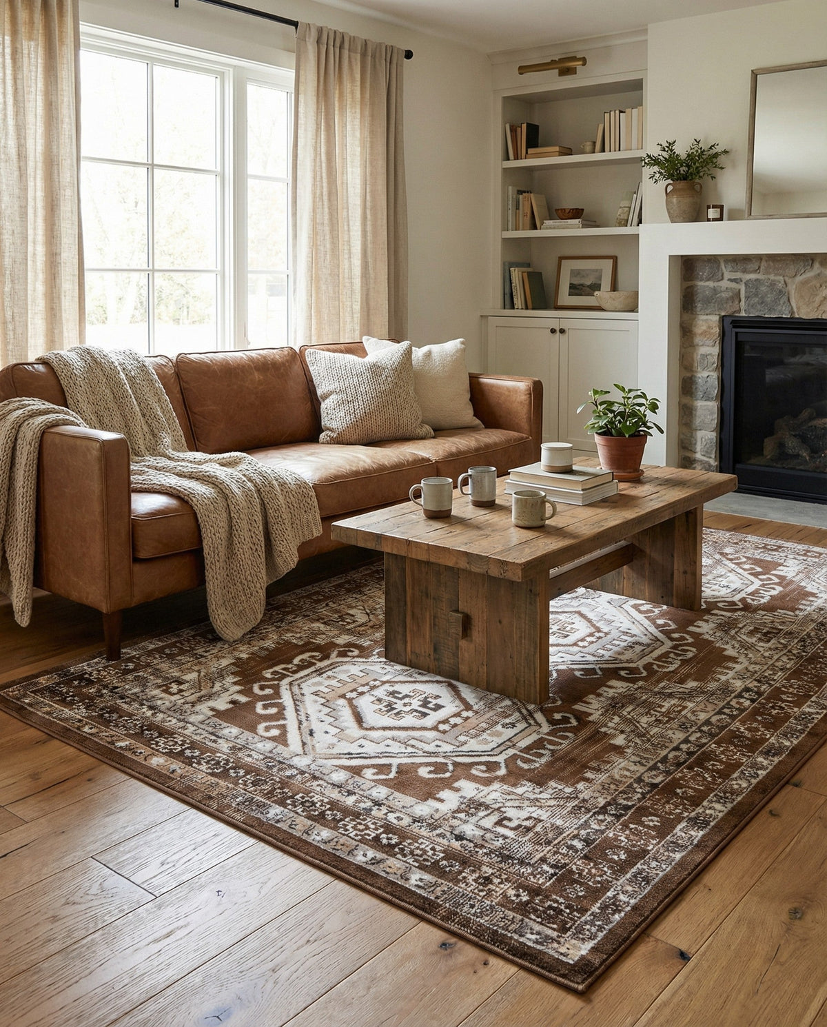 Savannah Elegance Collection Area Rug -  Tybee (Brown) Rectangle Brown  lifestyle 14