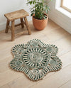 Woven Seaside Jute Collection Area Rug - Nantucket Round Green and White  lifestyle 58