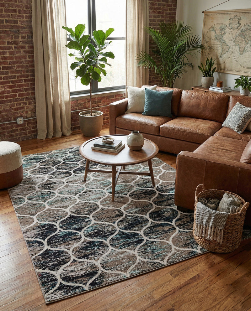 Trellis Mosaic Collection Area Rug -  Pergolatown (Blue Multi) Rectangle Blue Multi  lifestyle 21