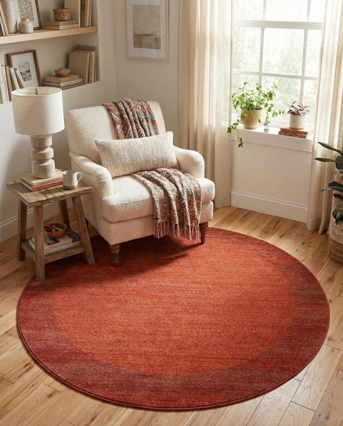 Studio Haven Collection Area Rug -  Conservatory (Terracotta) Round Terracotta  lifestyle 52