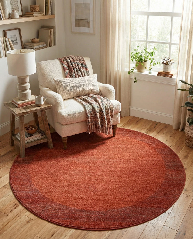 Studio Haven Collection Area Rug -  Conservatory (Terracotta) Round Terracotta  lifestyle 52