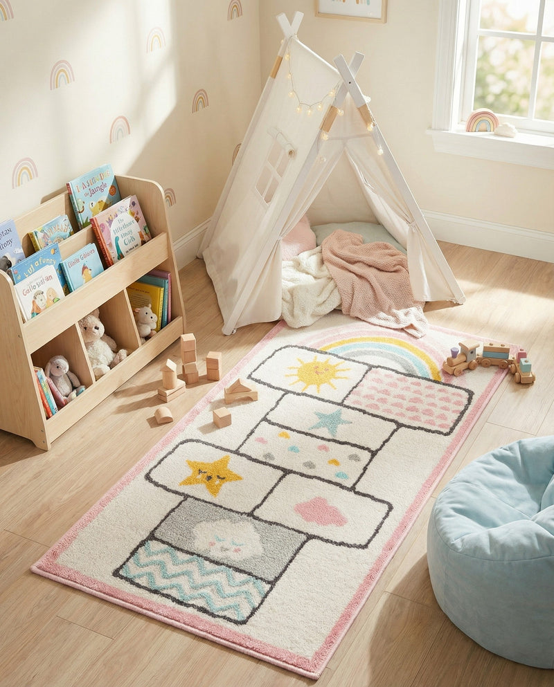 Wonder Tykes Collection Area Rug -  Swirl Runner Ivory  lifestyle 34