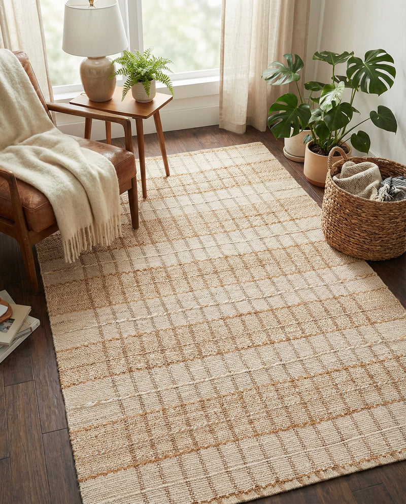 Sequoia Handwoven Jute Collection Area Rug - Charleston Rectangle Ivory  lifestyle 13