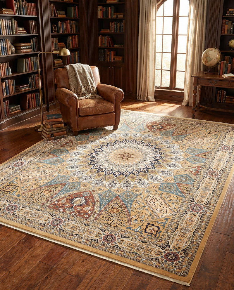 Persian Elegance Collection Area Rug -  Hamedan (Beige) Rectangle Beige  lifestyle 4
