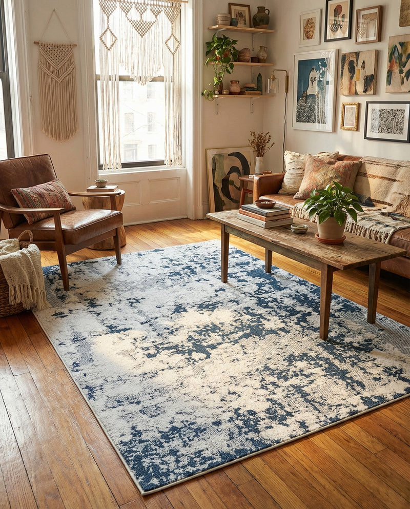Cathedral Elegance Collection Area Rug -  Basilica Rectangle Navy Blue  lifestyle 13