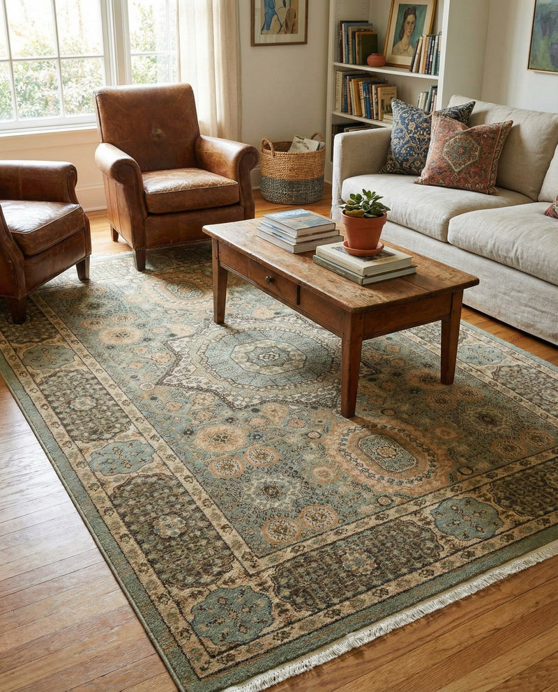 Ottoman Elegance Collection Area Rug -  Ephesus Rectangle Light Green  lifestyle 12