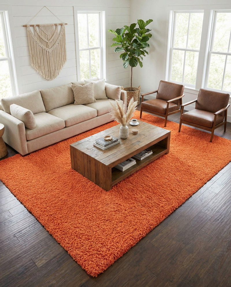 Plush Oasis Collection Area Rug - Serenity (Tiger Orange) Rectangle Tiger Orange  lifestyle 20