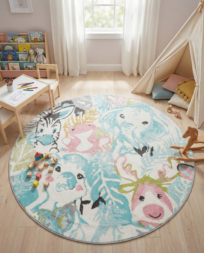 Wonder Tykes Collection Area Rug -  Splash Round Multi  lifestyle 40