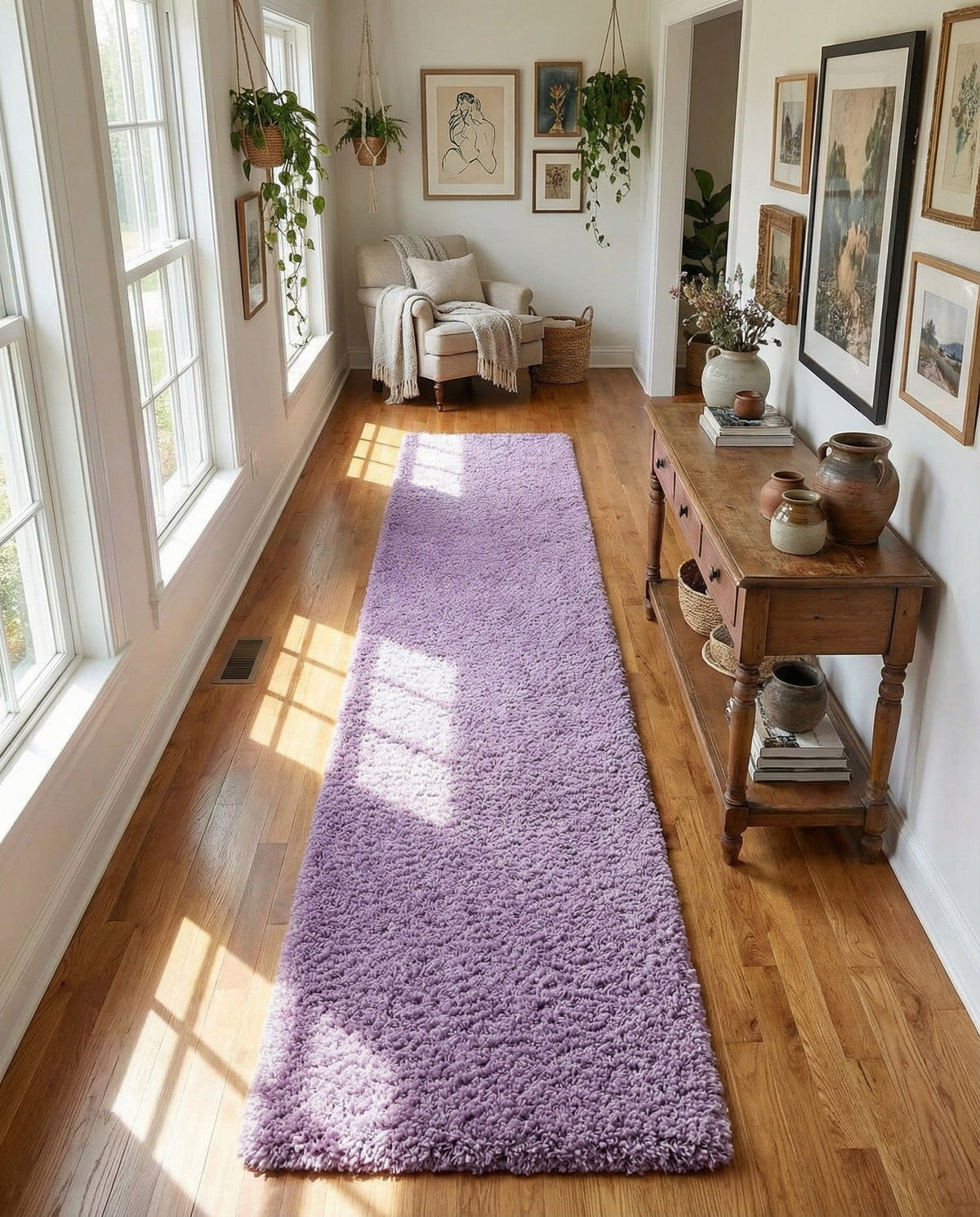 Plush Oasis Collection Area Rug - Serenity (Lilac) Runner Lilac  lifestyle 95