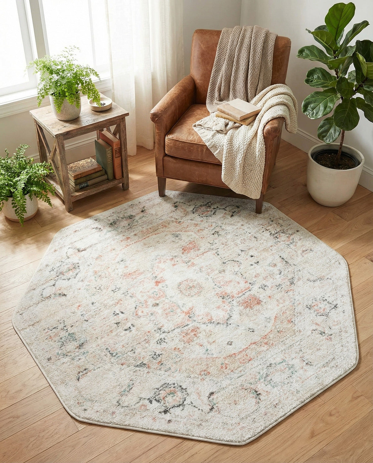 Parisian Elegance Collection Area Rug - Versailles (Ivory) Octagon Ivory  lifestyle 132