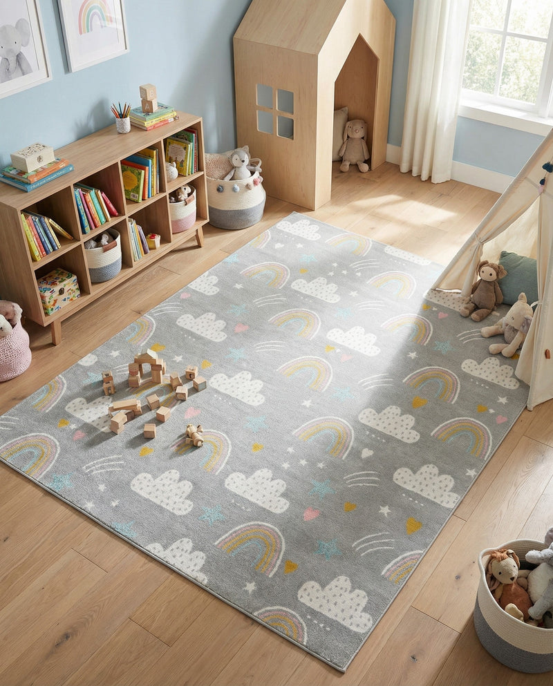 Wonder Tykes Collection Area Rug -  Pixel Rectangle Gray  lifestyle 20