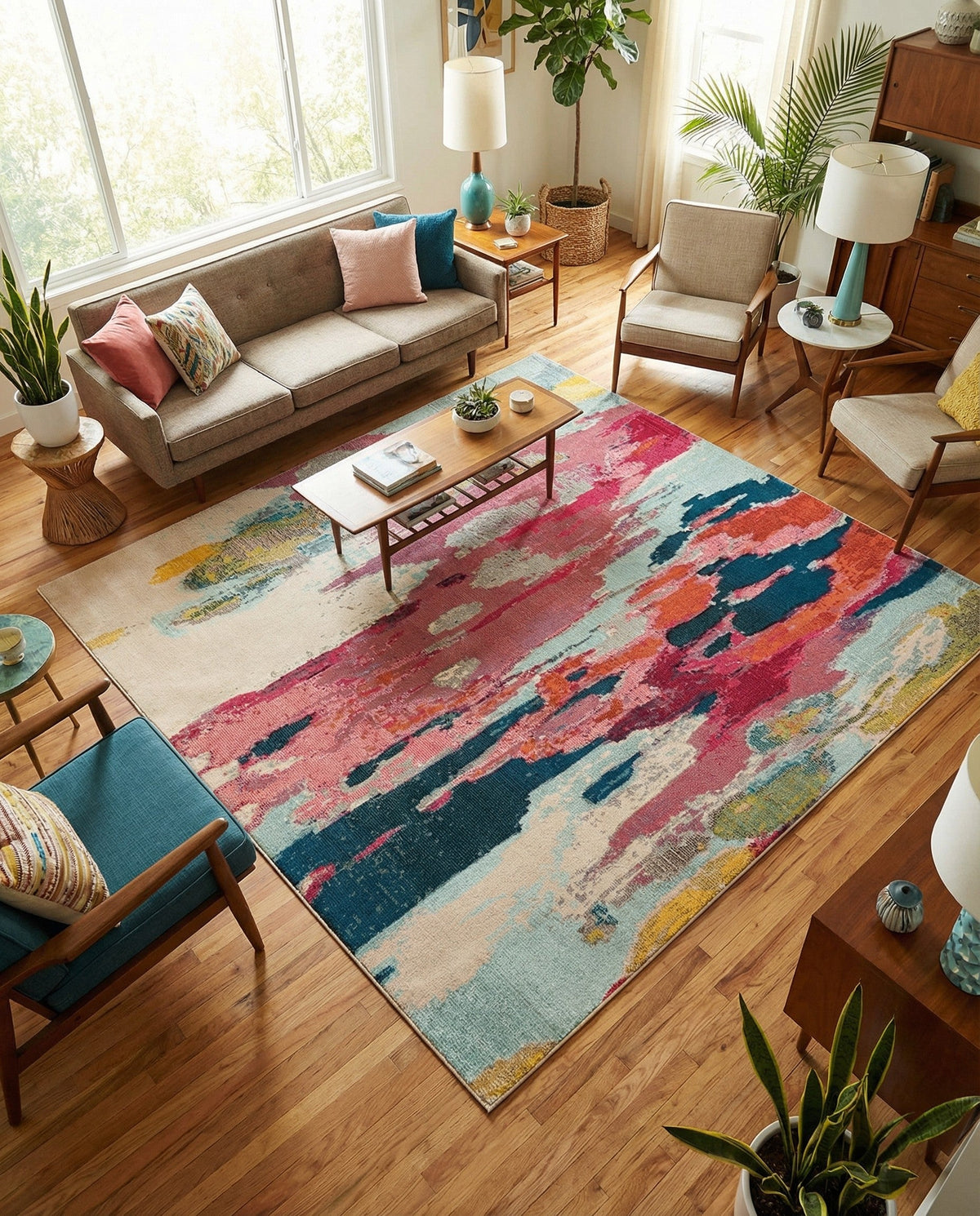 Marrakesh Elegance Collection Area Rug -  Skhirat Square Pink  lifestyle 90