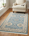 Persian Elegance Collection Area Rug -  Mashhad Rectangle Blue  lifestyle 11
