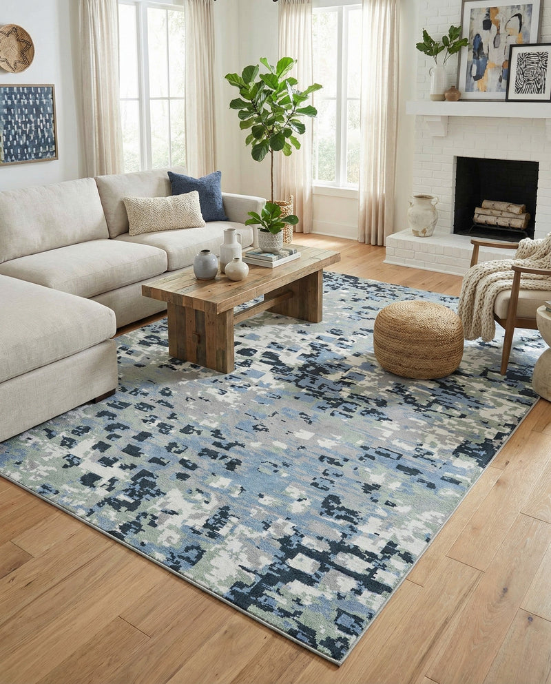 Aegean Elegance Washables Collection Area Rug -  Andros Rectangle Gray Navy Green  lifestyle 30