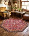 Heritage Elegance Collection Area Rug -  Fontainebleau Octagon Red  lifestyle 53