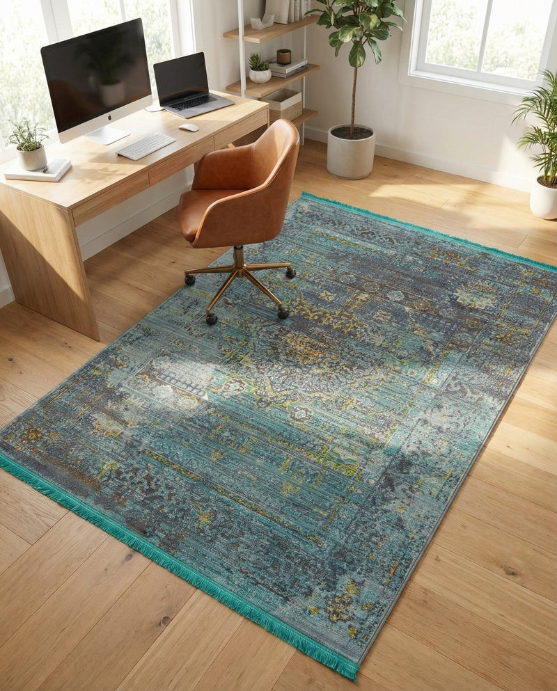 Caribbean Breeze Collection Area Rug -  Martinique Rectangle Turquoise  lifestyle 18