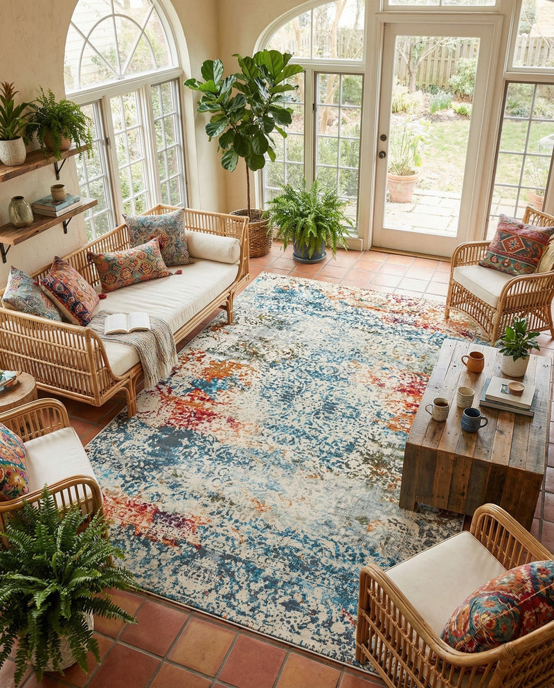 Caribbean Breeze Collection Area Rug -  Isla Rectangle Cream  lifestyle 25