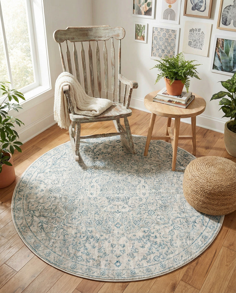 Coastal Haven Collection Area Rug - Seabreeze (Gray) Round Gray  lifestyle 78