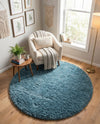 Eternal Plush Oasis Collection Area Rug -  Tranquility (Aegean Blue) Round Aegean Blue  lifestyle 52