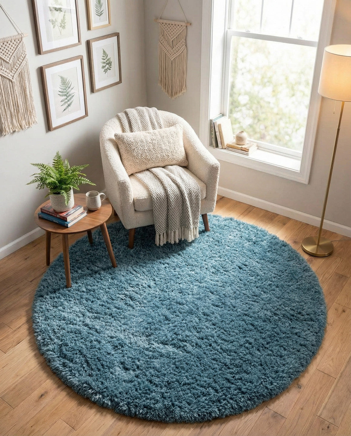 Eternal Plush Oasis Collection Area Rug -  Tranquility (Aegean Blue) Round Aegean Blue  lifestyle 52