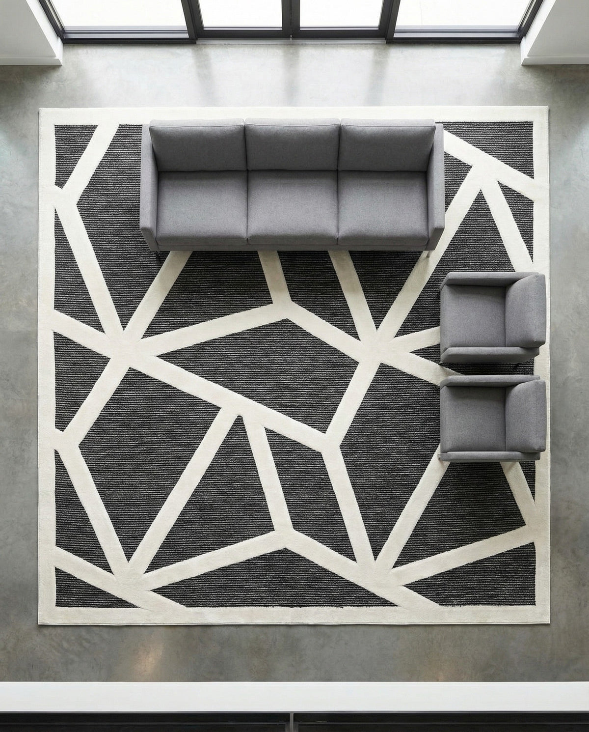 Monochrome Collection Area Rug -  Onyx Square Gray  lifestyle 133
