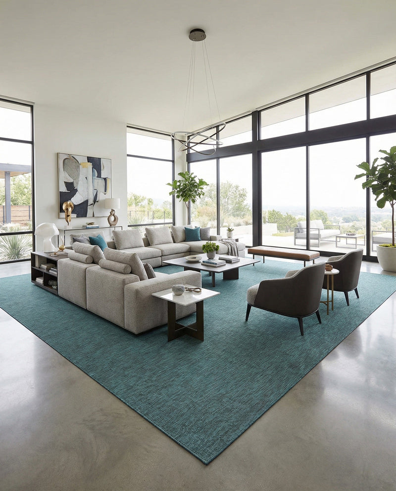 Seaside Serenity Collection Area Rug - Veranda (Teal) Square Teal  lifestyle 36