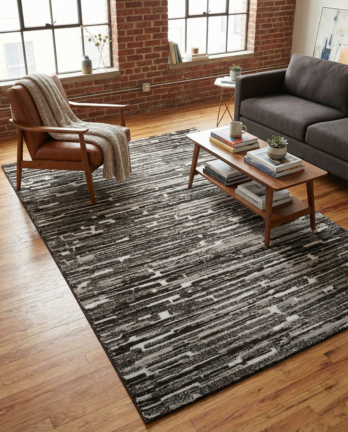 Sienna Collection Area Rug -  Rome Rectangle Black and Ivory  lifestyle 58