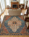 Patio Heritage Collection Area Rug -  Grove Square Navy Blue and Rust Red  lifestyle 70
