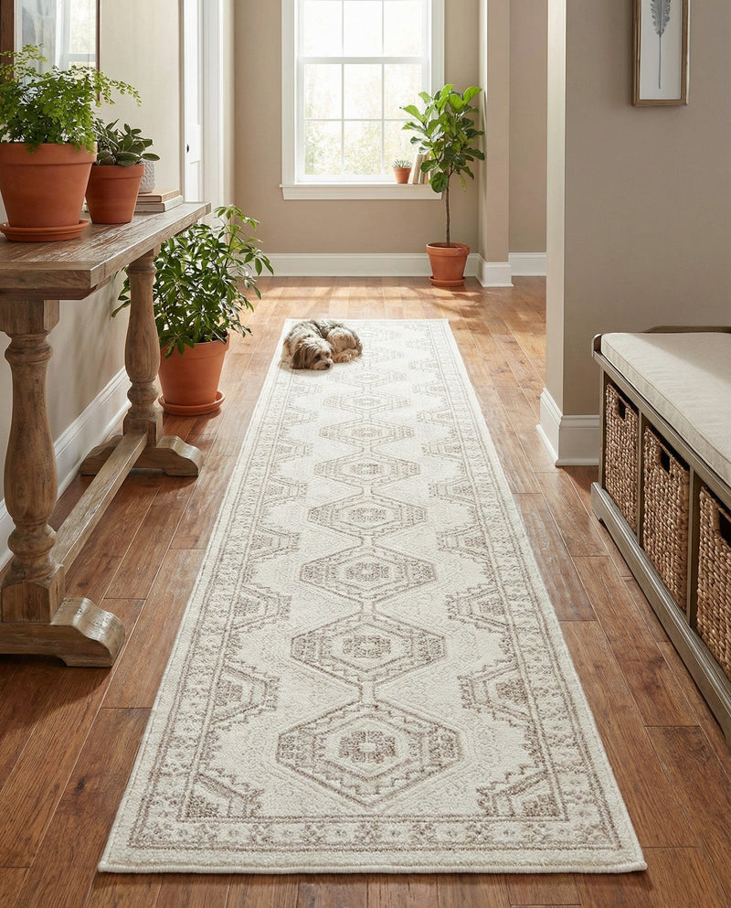 Savannah Elegance Collection Area Rug -  Tybee (Ivory) Runner Ivory  lifestyle 44