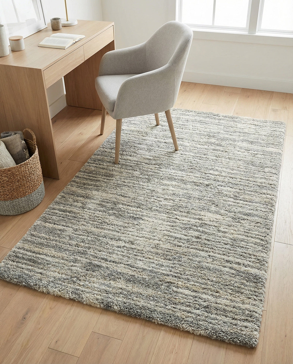 Wellington Luxe Shag Collection Area Rug - Kapiti Rectangle Salt and Pepper  lifestyle 33