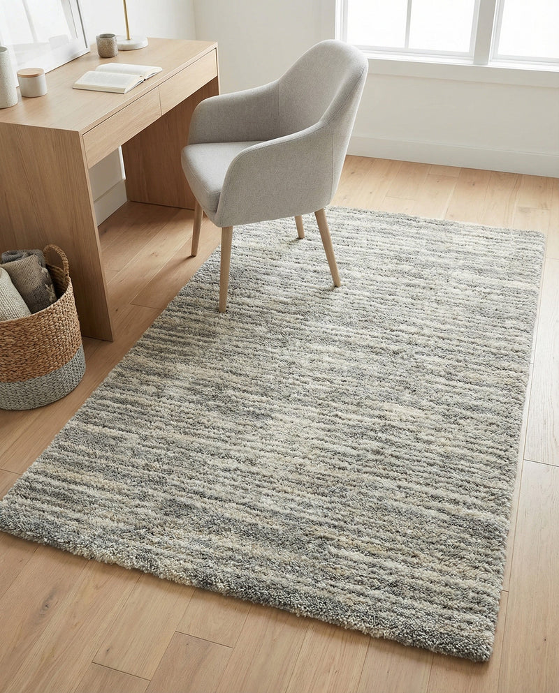 Wellington Luxe Shag Collection Area Rug - Kapiti Rectangle Salt and Pepper  lifestyle 33
