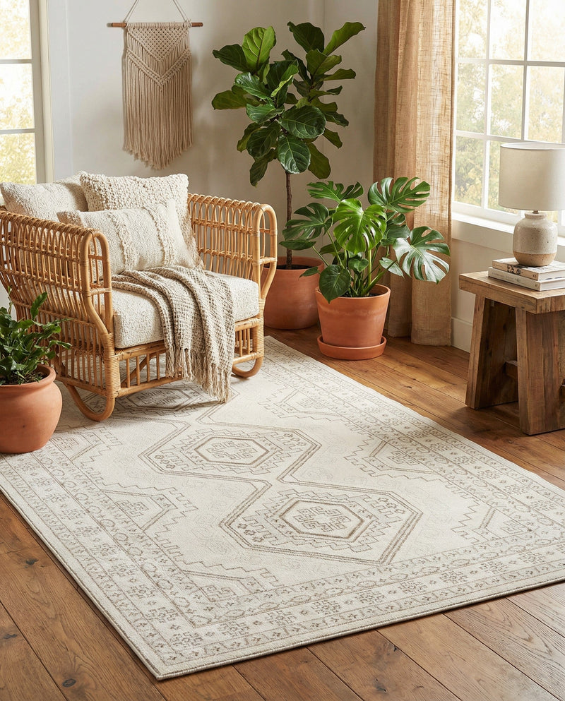 Savannah Elegance Collection Area Rug -  Tybee (Ivory) Rectangle Ivory  lifestyle 12