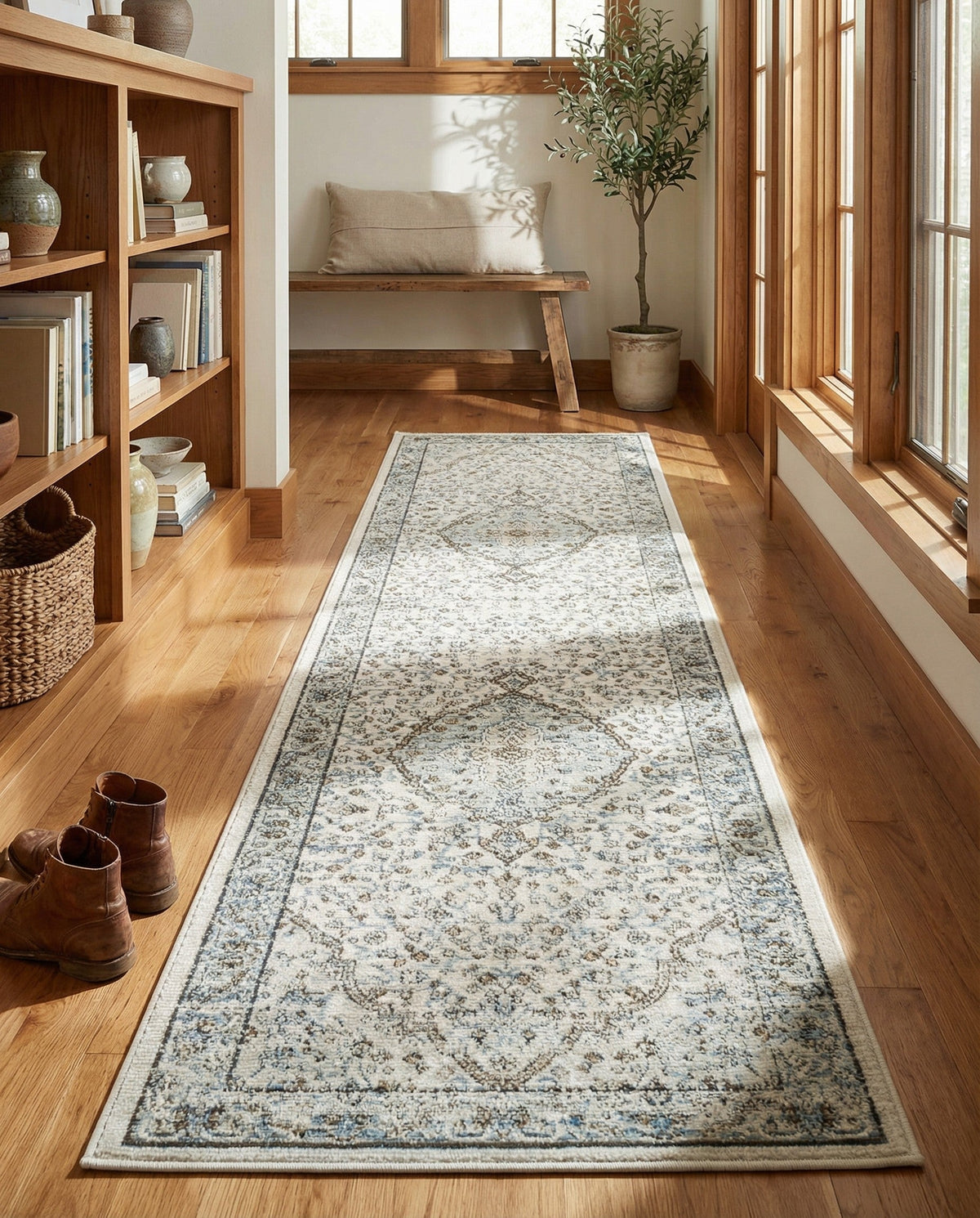 Mykonos Manor Collection Area Rug - Delos Runner Blue  lifestyle 210